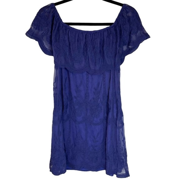 Altar'd State Dresses & Skirts - ALTAR’D State Lace Scalloped Short Sleeve Mini Dress